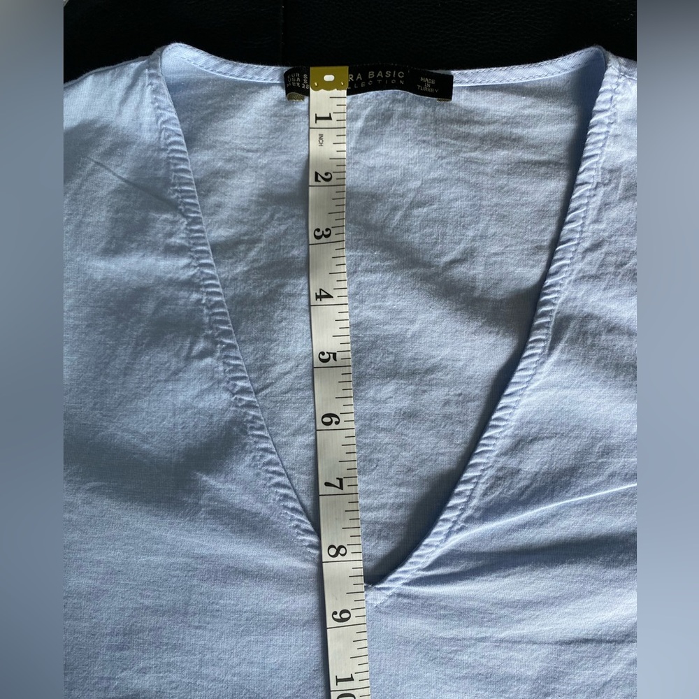 Zara light blue cotton top EUC size S coastal feminine - Picture 7 of 13